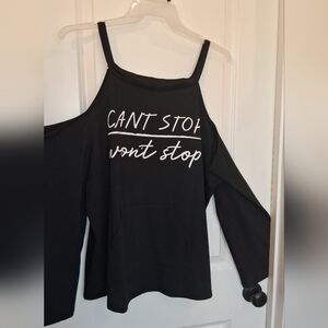 SHEIN Black Graphic Cold-Shoulder Dress